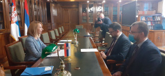 4 June 2021  Head of the National Assembly standing delegation to the OSCE PA Vesna Markovic in meeting with Polish Ambassador to Serbia Rafal Pawel Perl